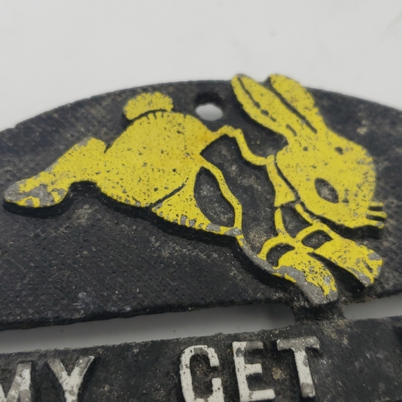 Vintage Cast Metal Trivet Rabbit Turtle Plaque - Picture 2 of 4